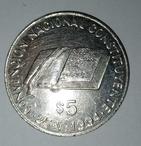 Moneda 5 Pesos Convención Nacional Constituyente Argentina 