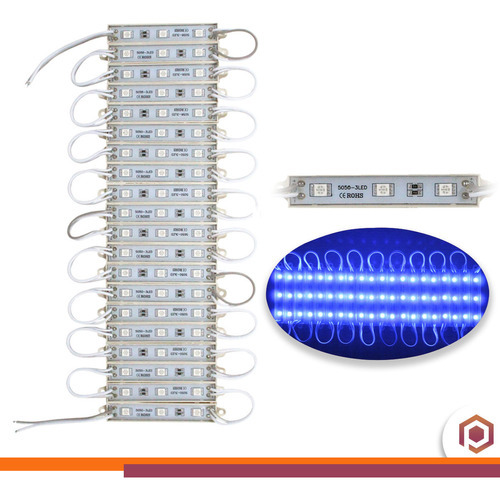 Kit 20 Módulo De Led Azul 0,72w 12v 120º Ip65 Sinalização