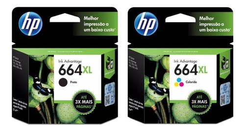 Combo Cartucho Hp 664xl Negro + Hp 664xl Color Original