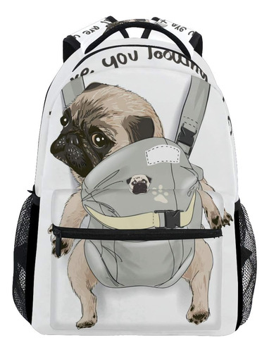 Mochila Escolar Porta Computadora 15,6  24 Litros Perro Pug