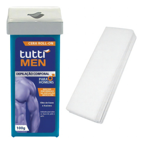 Cera Roll-on Men Tutti Depil + 50 Folhas Depilatórias Tnt