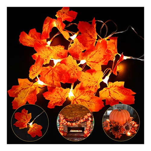 Xiyunte Fall Maple Leaves String Lights - 10ft/20led Rts98