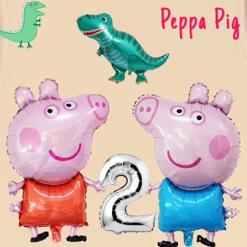 Globos Peppa Pig Y George + Dinosaurio + Número 