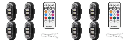 4 Luces Estroboscópicas LED Para Dron RC - Control Remoto, Anticolisión, Con Batería