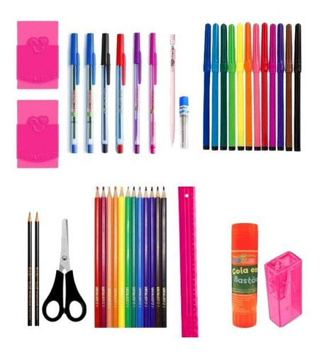 Kit 5 Cadernos Grande Arame Espiral Capa Dura Com 40 Itens