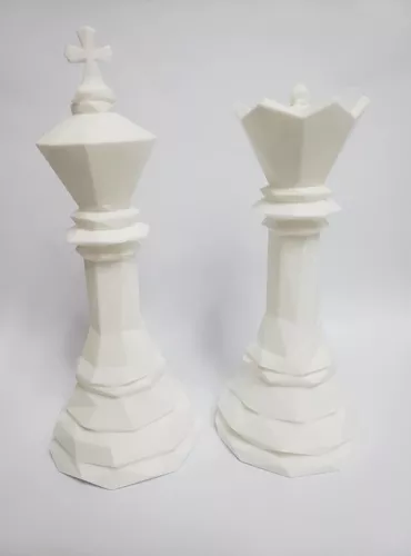 Combo Peças De Xadrez Decoração Rei E Rainha 3D