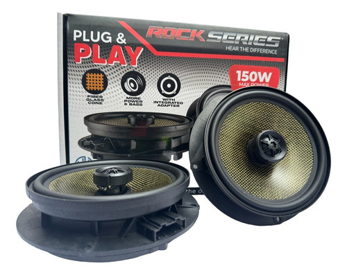 Bocinas 6.5 Pulgadas Rock Series Vw Plug & Play Rks-vw165c Color Negro