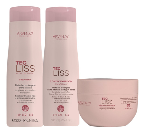 Kit Shampoo + Cond. 300ml + Máscara 250gr Arvensis Tec Liss