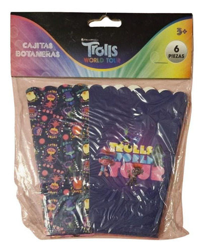 12 Cajitas Botaneras Trolls Fiesta Para Palomitas, Botana
