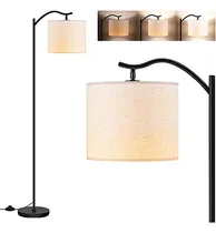 Comprar Boostarea Lámpara De Pie Para Sala De Estar, Lámpara De Pie Led Arqueada De 15 W, Lámpara De Pie Moderna Alta Con Visualización De Lino, 3 Niveles De Brillo, Enchufe E26, Interruptor De Pie, Lámpara