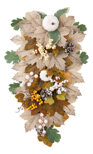 T Simulation Ratán Hoja De Arce Blanca Calabaza Navidad 9041