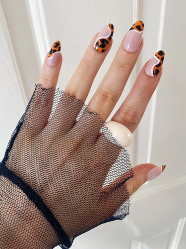 Kit Uñas Postizas - Uñas Press On Adhesivas - Animal Print Felina