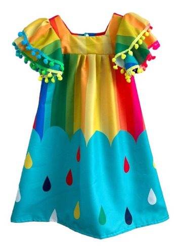 Vestido Infantil Colorido Larguinho Festa Das Cores 