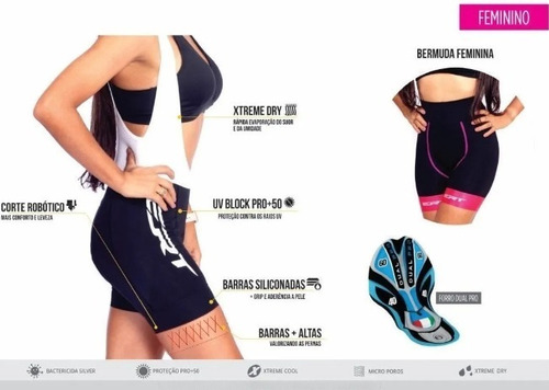 Imagem 4 de 6 de Bermuda De Ciclismo Feminina Forro Gel Ert Rosa