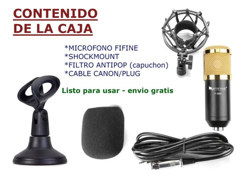 Imagen 2 de 10 de Microfono Condenser Fifine F-800 Estudio Con Pie De Mesa