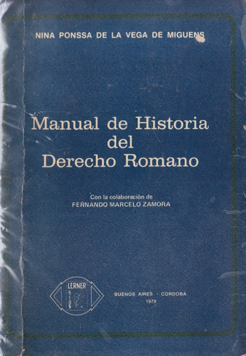 Manual De Historia Del Derecho Romano - Nina Ponssa De La Ve
