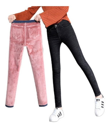 Leggings De Mezclilla De Forro Polar Térmicos Para Mujer