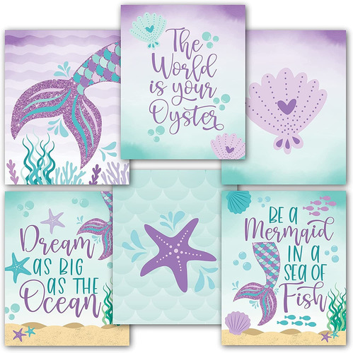 6 Imones Decorativas De Sirena Reversibles De 8 X 10,  ...