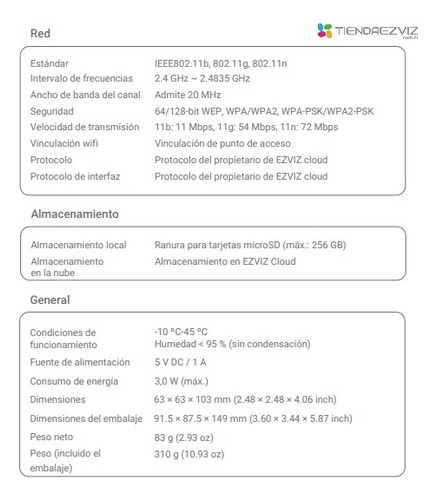 Combo X3 Ezviz C1c-b 1080p Full Hd Wifi Detección Movimiento