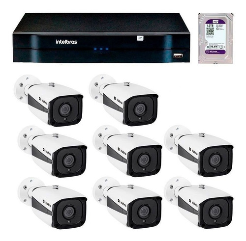 Kit Cftv Ip Nvr Nvd 1308 Intelbras + 8 Camera Ip Vip 1130 B