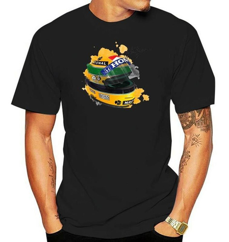 Camiseta Casco Ayrton Senna Tops 1 Race Car Acuarela