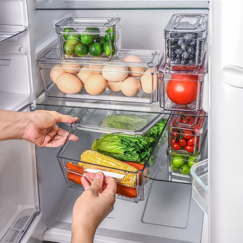12 Contenedores De Almacenamiento Con Tapa Libres De Bpa Color Blanco