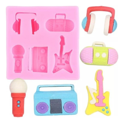 Molde Silicona Musica Rock Fondant Porcelana Fria