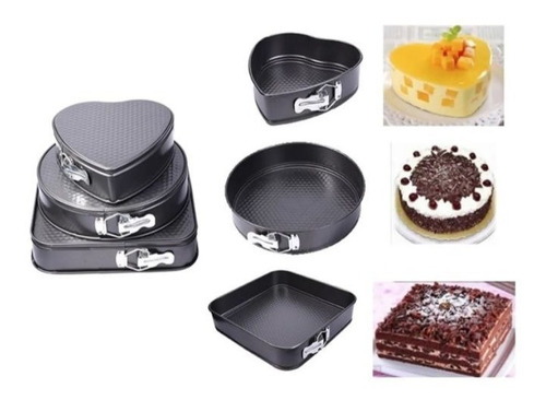 Imagen 2 de 2 de Set 3 Moldes Variados Repostería Queque Tortas Antiadherente