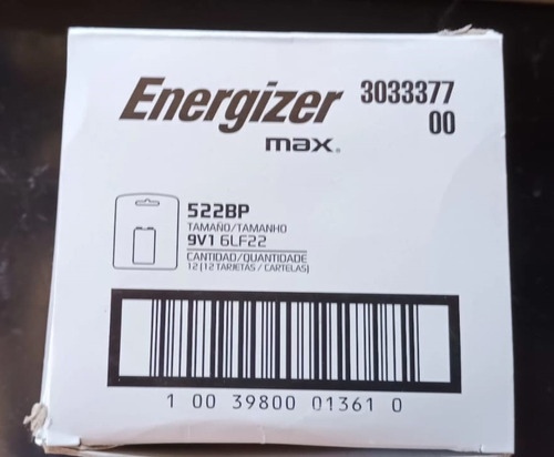 Caja X 12 Pilas 9v Energizer Alcalinas