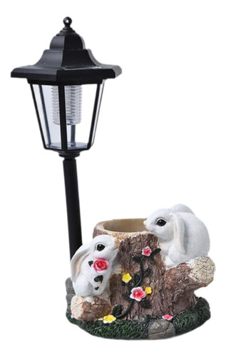 Garden Solar Statue Light Lawn Ornament Conejos Blancos