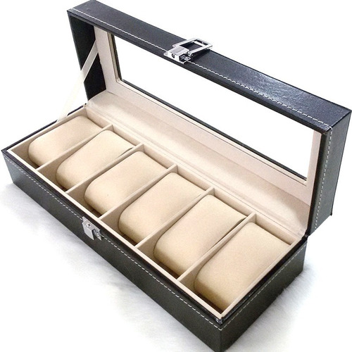 Imagen 3 de 10 de Organizador Estuche Caja 6 Relojes Exhibidor Elegante Joyas