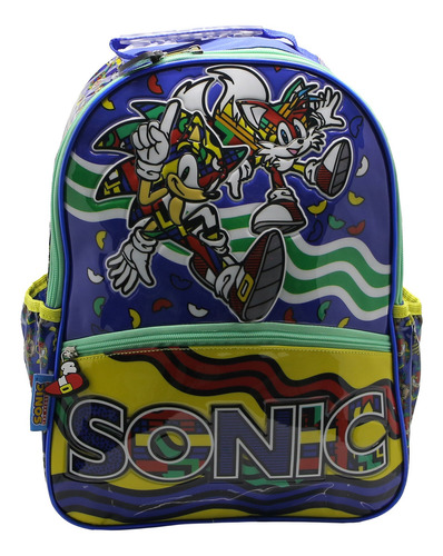 Mochila Escolar Cresko Sonic Sega 16p Espalda Varios Color So122