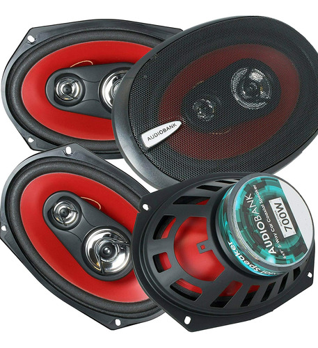 Altavoz Coaxial Estereo Via Audio Vehiculo Color Rojo Ab