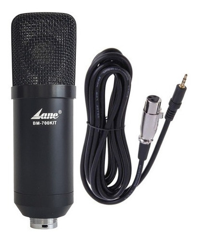 Lane  Bm-700 Kit Negro Microfono Condenser Podcast Streaming + Cable Plug