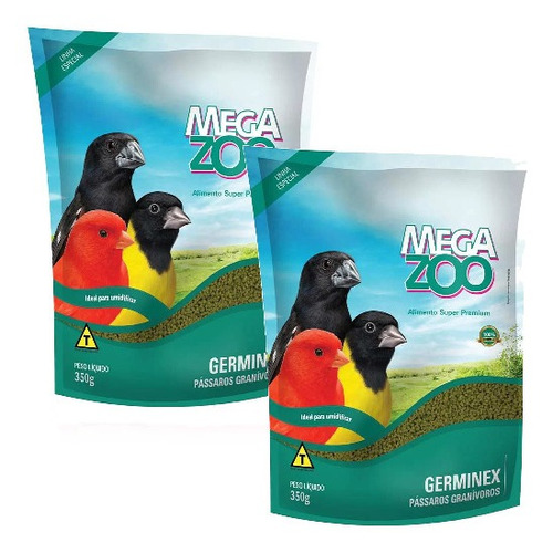 2 Ração Extrusada Super Premium P/ Germinex 350g - Megazoo