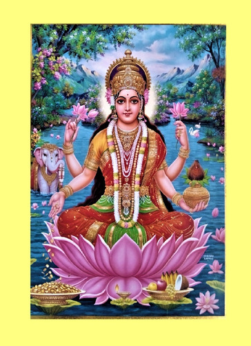 Afiche Poster Madre Lakshmi  Diosa De Abundancia Prosperidad