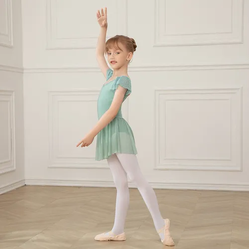 Vestido De Ballet, Poncho Y Medias De Baile De Encaje Para N