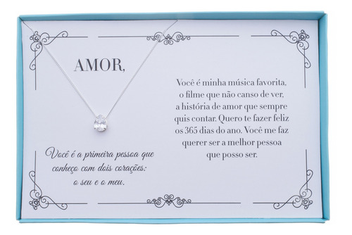 Presente Pra Namorada Colar Feminino Prata 925 Esposa Amor Cor Prateado