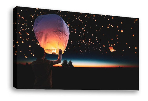 Cuadro Decorativo Canvas Linternas Flotantes Globos Cantoya