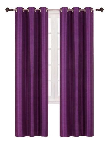 Cortinas Blackout 188anchox160largo En 2 Paneles Ahuladas K Color Morado