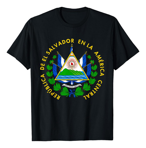 Camiseta Salvadoreña Con Emblema De El Salvador Y Bandera De