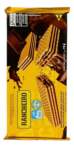 Biscoito Wafer Chocolate 78g Rancheiro - Kit 5 Un