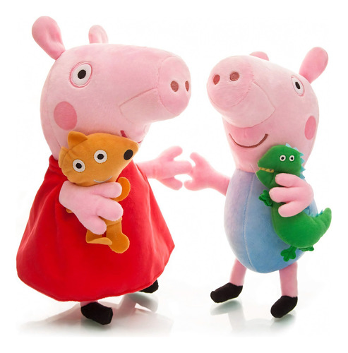 Peluches Peppa Pig Y George Con Dinosauro Teddy Kawaii 30 Cm