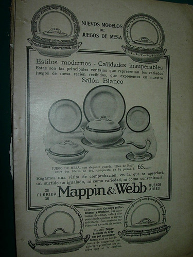 Publicidad Antigua Clipping Mappin & Webb Plateria Modelos