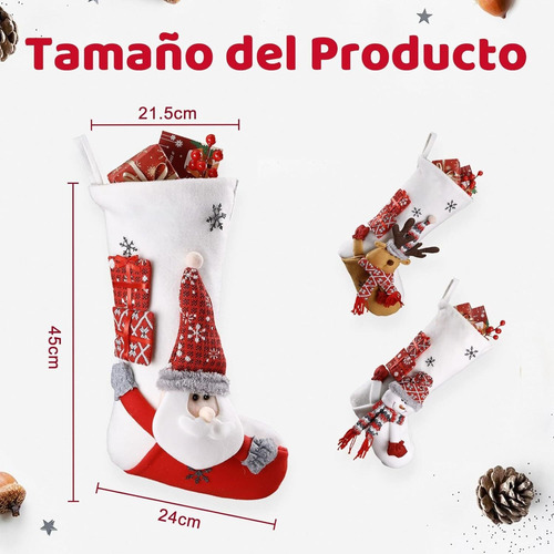 Calcetines Navideños 3d Papá Noel Reno Muñeco De Nieve