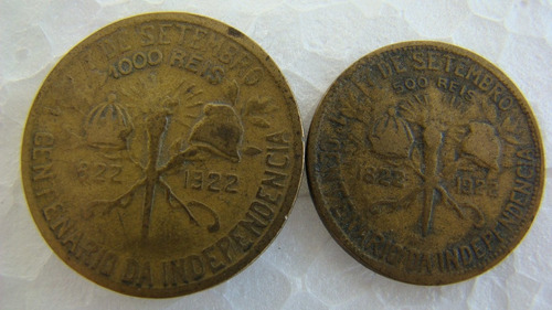 Lote 2 Moedas 1000 E 500 Réis 1922 Antigas Raras Ver Fotos