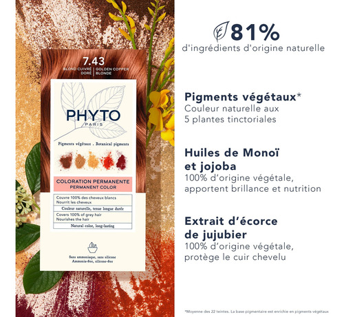 Cor De Cabelo Permanente Phytocolor, Loiro Dourado Cobre 7,4