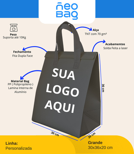 100 Sacolas Térmicas Com Personalização Exclusiva