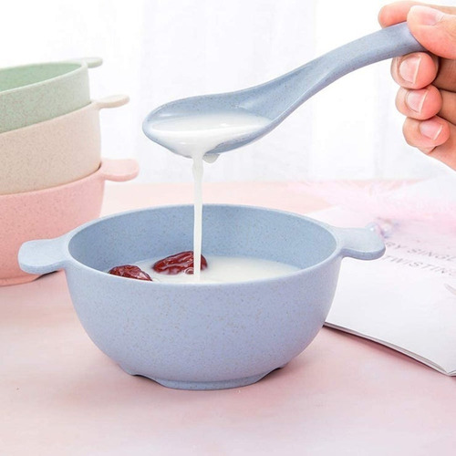 Imagen 3 de 4 de Plato Bowl + Cuchara De Fibra De Bambú Para Bebé Ecofriendly