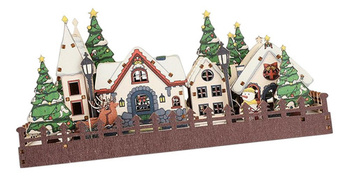 Navidad De Madera Ilumina La Escena De La Casa Ornamento